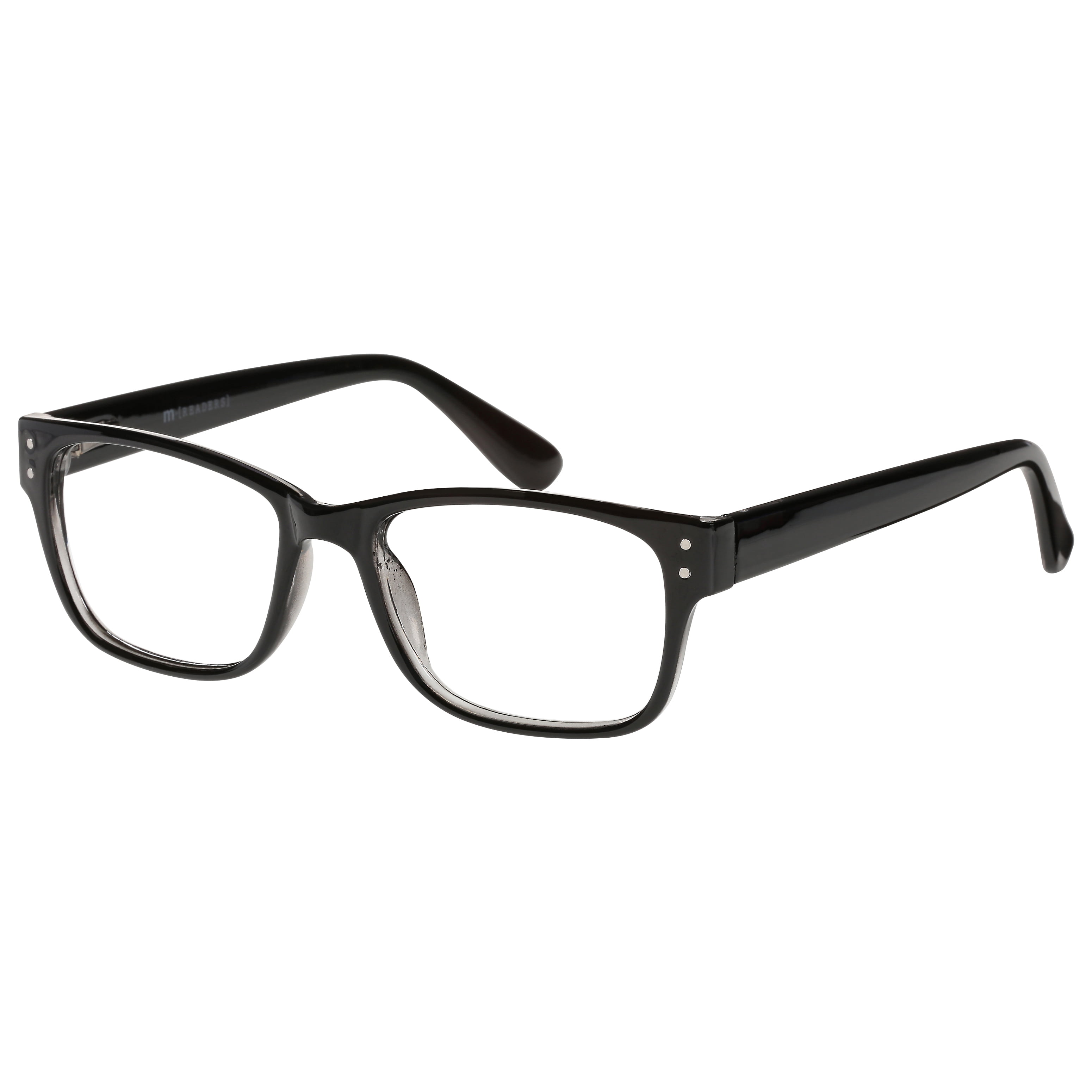 M+ Mens Square Plastic Reading Glasses 1.25 Oliver in Classic Black
