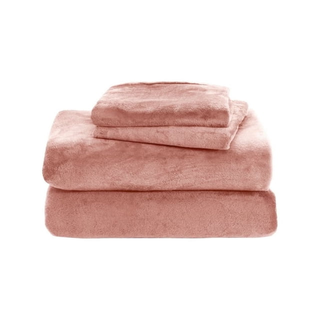 Refurbished TopLLC 3 Pcs Flannel Sheet Set, Queen Size Solid Color Microplush Sheet with 2 Pillow Covers