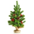 thumbnail image 1 of O'force 20" Tabletop PE Christmas Tree Holiday Decor w/ Pine Cones & Red Berries, 1 of 7