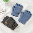 thumbnail image 3 of Guantes de invierno para hombre, cálidos, de doble uso, para estudiantes, de medio dedo, tejidos en jacquard, 3 of 5