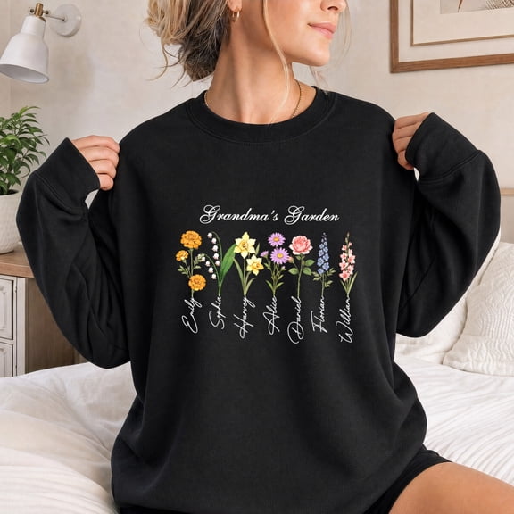 Jollimate Custom Name Sweatshirt, Grandma's Garden Sweatshirt, Mom's Garden Sweatshirt, Mom Birthday Gift