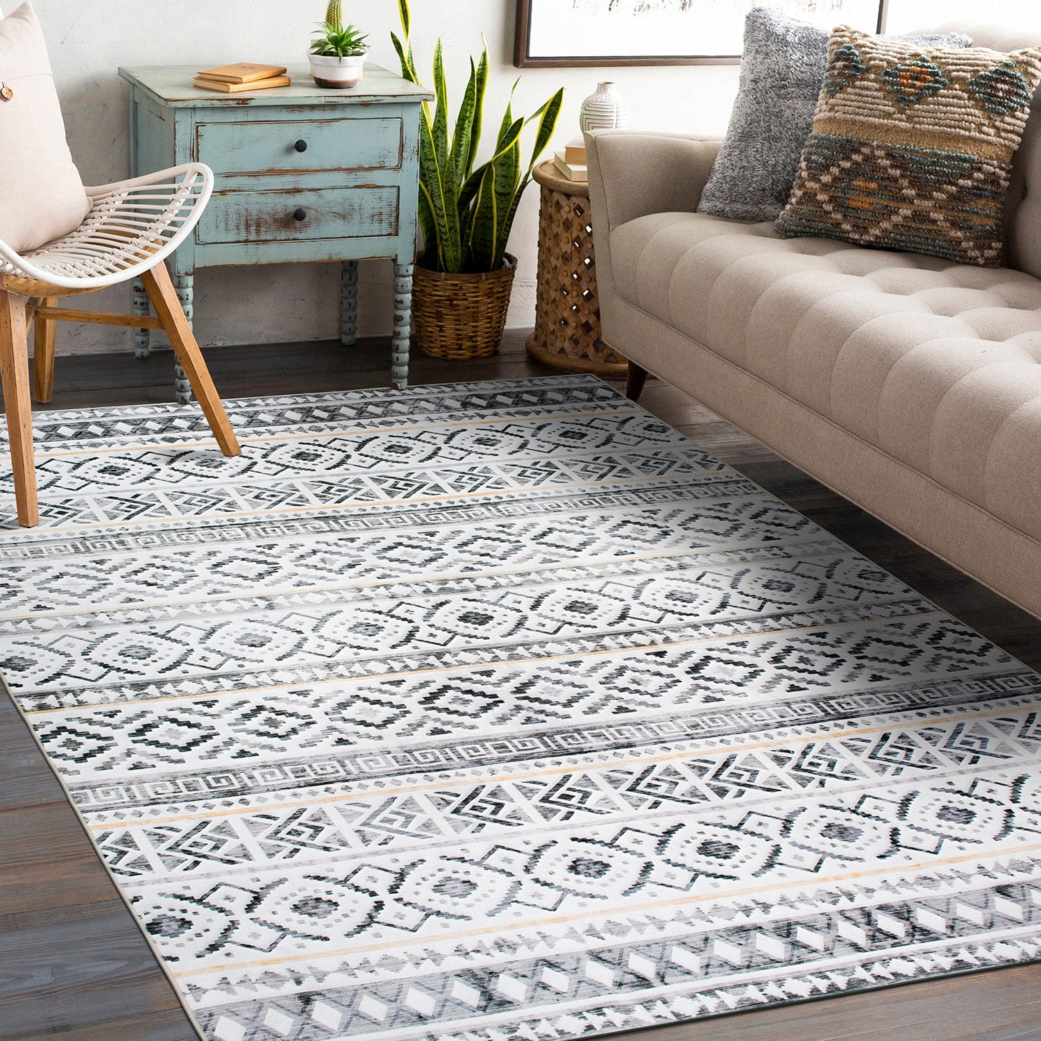 Contemporary Boho Cream 7'10"x10' Area Rug
