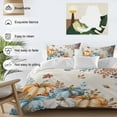 thumbnail image 3 of Harvest Pumpkin 4 Piece Duvet Cover Set California King Size Thanksgiving Fall Orange Blue Leaves Linen Texture Soft Bedding Set Comforter Cover, 1 Duvet Cover 1 Flat Sheets and 2 Pillowcases, 3 of 9