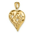 thumbnail image 4 of 14k Yellow Gold Solid Polished 3D Filigree Heart Charm Pendant, 4 of 7