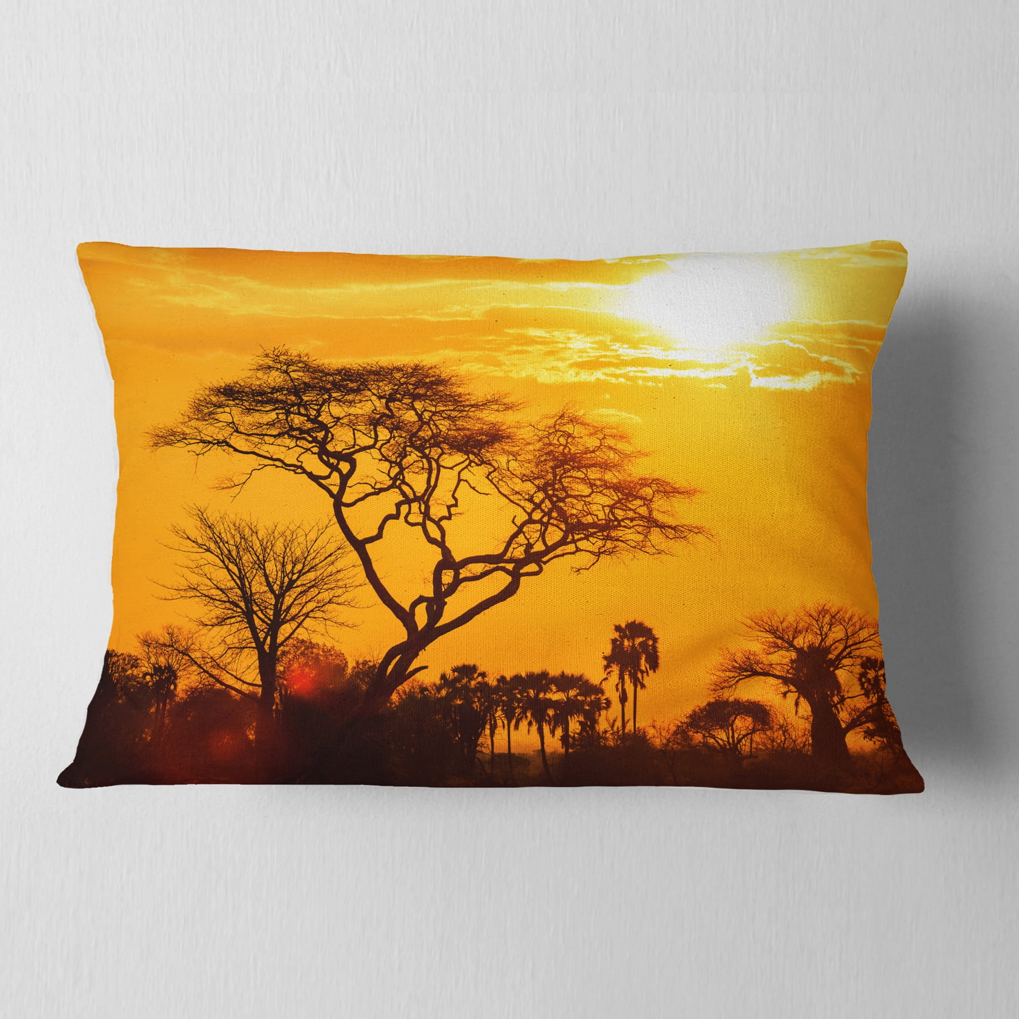 Designart 12" x 20" Gold Polyester Throw Pillow