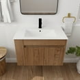 thumbnail image 3 of 30" Bathroom Vanity with Sink Set, Wall Mounted Floating Bathroom Vanities with Adjustable Shelf and Storage Drawers Vanity and Sink Combo, Bathroom Storage Combo Cabinet for Small Space, White, 3 of 9