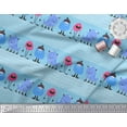 thumbnail image 3 of Soimoi Blue polyester Crepe Fabric Monster Cartoon Printed Craft Fabric by the Yard 42 Inch Wide, 3 of 3
