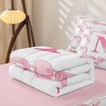thumbnail image 5 of Homewish Girls Pink Bowknot Zipper Twin Comforter Sets with Fitted Sheet and 2 Pillowcases,Initial Alphabet M Zipper Bedding Set For Kids,Pink Reversible,4-Piece, 5 of 7