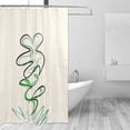 thumbnail image 3 of YFYANG Waterproof Bathroom Shower Curtain, Beige Abstract Line Flowers Shower Curtain Set with Hooks, Home Bathroom Tub Decor - 72 "x72", Iron Hooks, 3 of 6