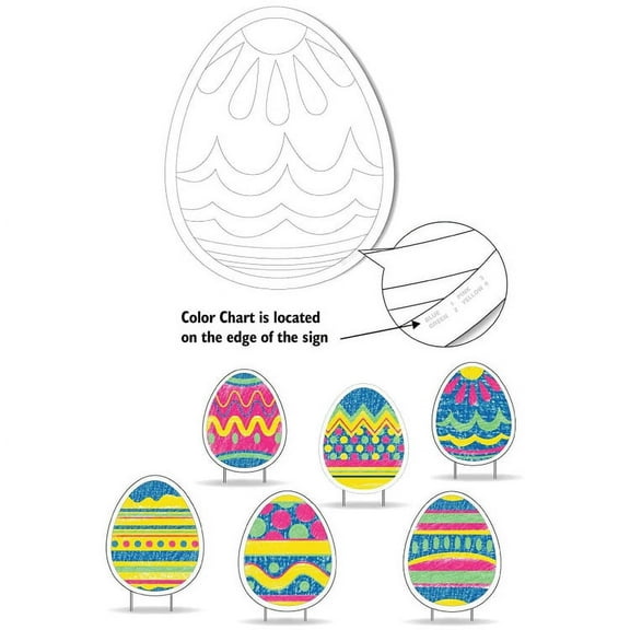 Colorable Easter Egg Yard Decorations, Easter Yard Signs Display Set of 6