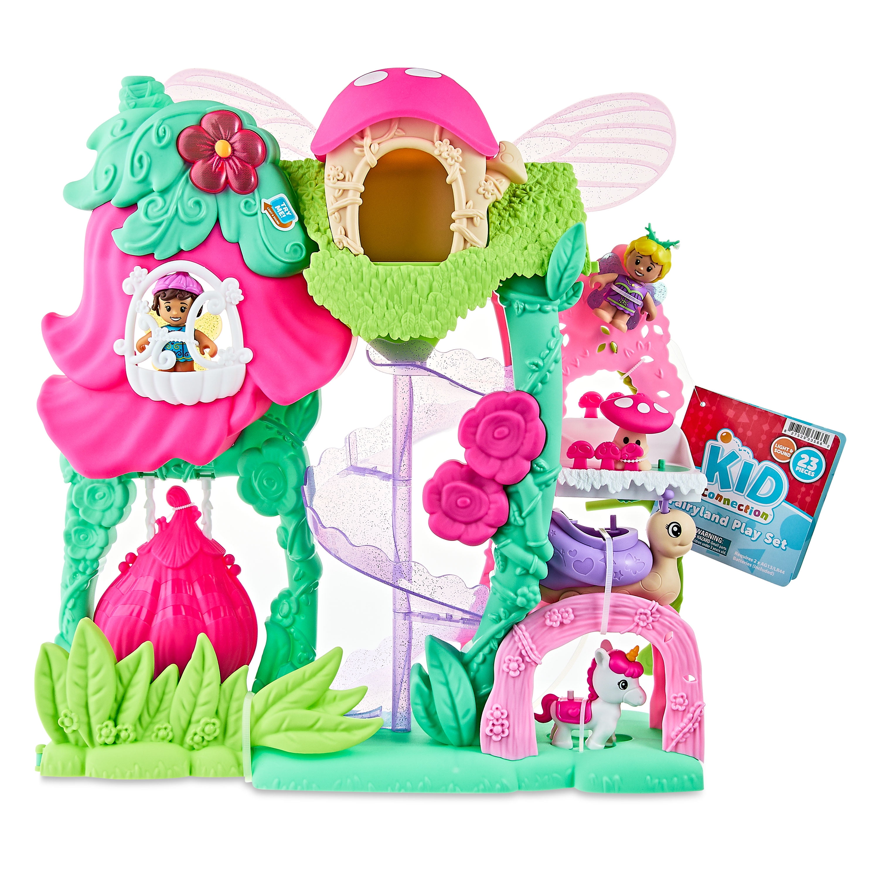 Kid Connection Fairyland Playset, Flower House with Light and Sound, 23 Pieces, Toddler Toys  (图5)