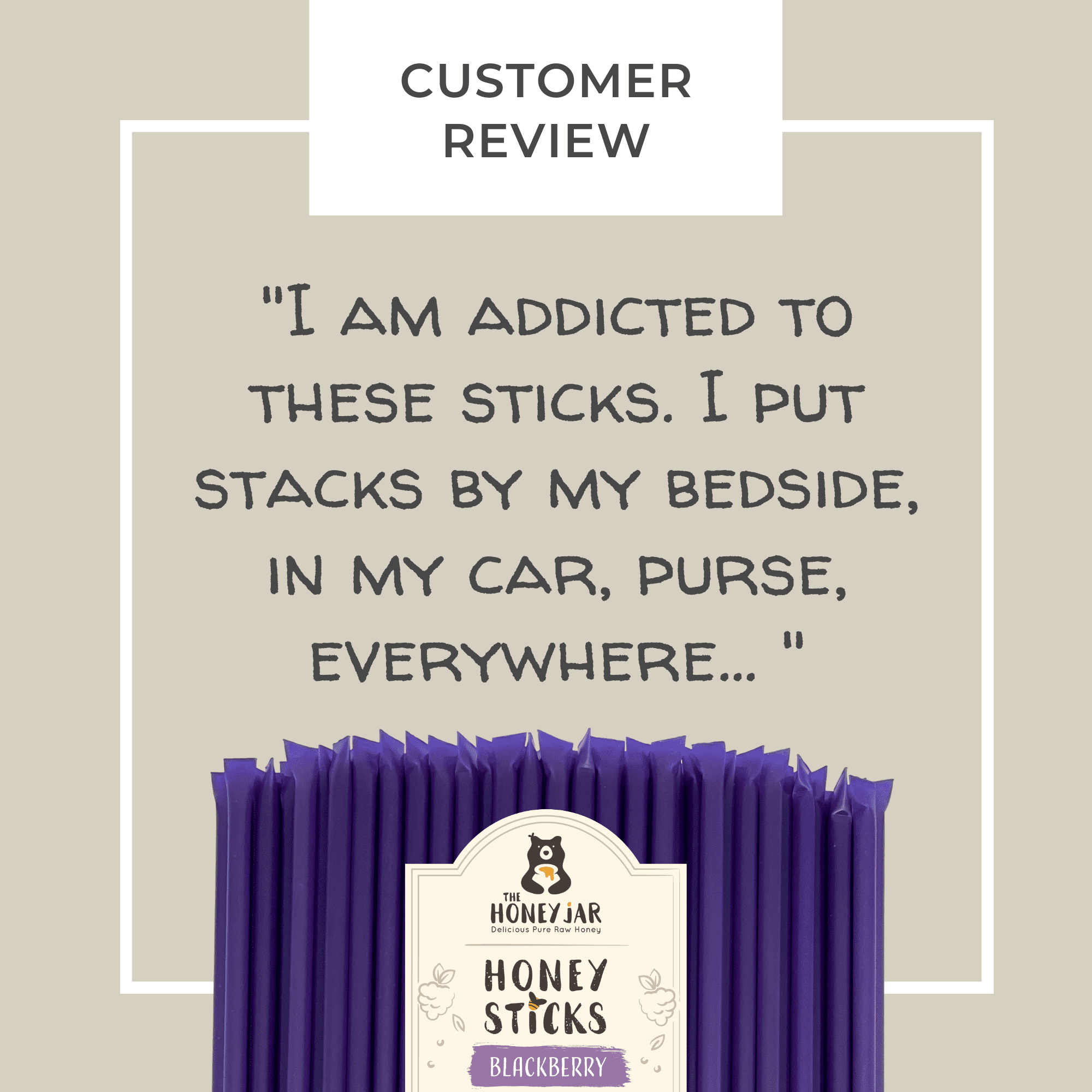 The Honey Jar - Blackberry Naturally Flavored Honey Sticks - 100 Count Package