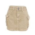thumbnail image 5 of SONXAHE Dual Button Waist Cargo Mini Skirt for Women Side Cargo Pocket Street Daily Denim Skort, 5 of 6