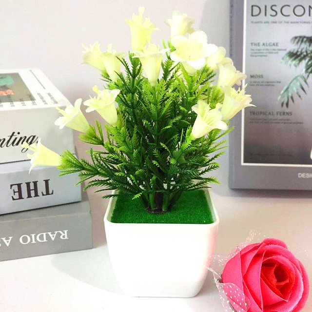 Artificial Plant Lily Flower Pinecone Potted Plants Home Shop Decoration