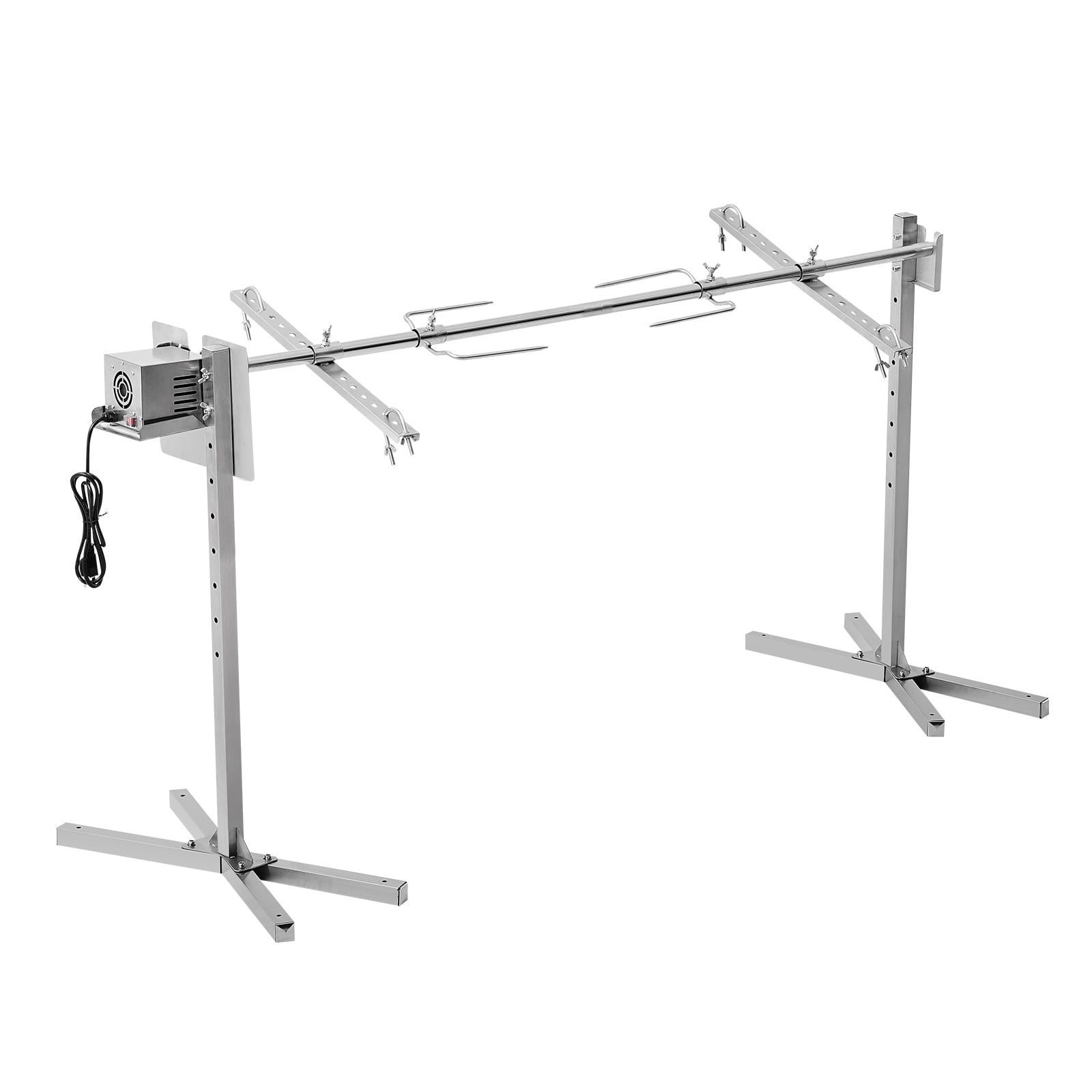 KFFKFF Electric Rotisserie BBQ Kit, 56" with 132 lbs Load, 52W Auto Motor, Adjustable Height, Universal Fit Stand, Stainless Steel, Includes Spit Rod & Heat Guard for Pork & Lamb