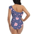 thumbnail image 5 of Cauagu Cute Pig Print Women's Sexy One Piece Swimsuits One Shoulder Ruffle Tummy Control Bathing Suit Slimming Swimwear-Large, 5 of 6
