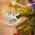 thumbnail image 6 of HomeDM 6Pcs Christmas Rocking Horse Plastic Ornaments Hanging Pendant for Christmas Tree Decorations Keepsake Gifts for Women Men Holiday Party Decor Silver 3.15"x2.36", 6 of 7