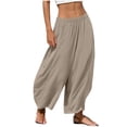 thumbnail image 2 of Xdegoge Baggy Harem Pants for Women Elastic Waist Lantern Trousers Casual Flowy Wide Leg Lounge Bottoms Summer Beachwear, 2 of 7