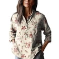 thumbnail image 2 of YLHFASHION Chemise en Coton Confortable à Manches Longues Décontractée à Imprimé Artistique Floral Rétro pour Femmes Articles en Liquidation Chemises pour Femmes, 2 of 3