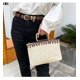 thumbnail image 5 of Granjero Gordo Bolso de mano tejido y bolsas de cosméticos, bolso de mano tejido elegante de playa de verano, bolso de hombro de 11,81 x 3,14 x 7,08 pulgadas (blanco), 5 of 5