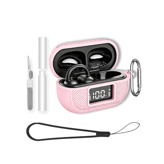 HYRACPO Soft Silicone Case for TOZO Open EarRing, Shockproof & Anti-Scratch Protective Cover, Anti-Lost & Dustproof-Pink