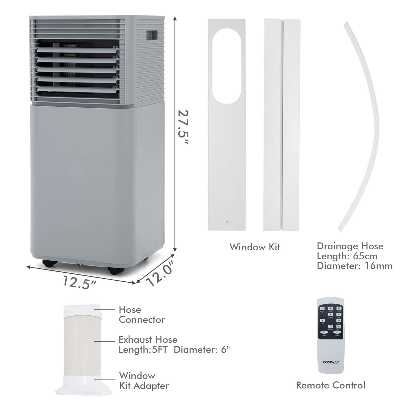 Giantex 4-in-1 Portable Air Conditioner 10000BTU, Multi-function & Powerful AC Unit w/Sleep Mode, Suitable for Bedroom, Living Room, Office, Gray
