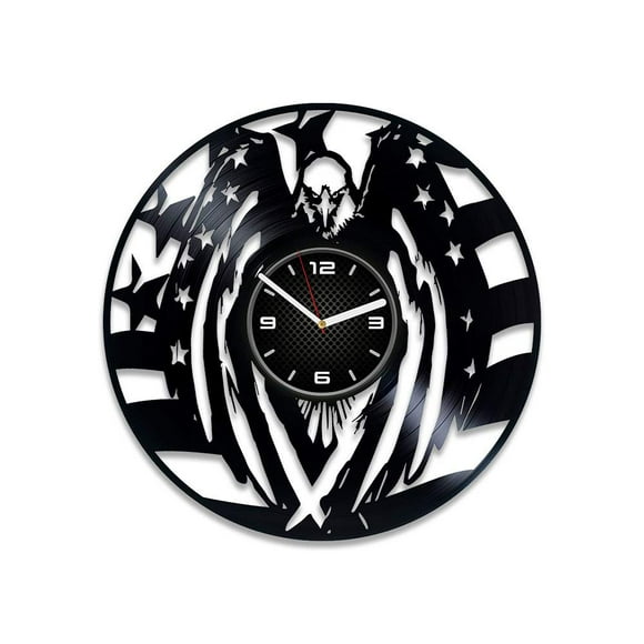 Kovides Flag of The United States Vinyl Record Wall Clock American Flag Wall Clock Modern American Flag Gift Clock 12 inch USA Clock American Flag Gift for Man Birthday Gift Vinyl Clock