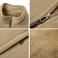 thumbnail image 5 of Men Stand Collar Full Zip Fleece Jacket Thick Lined Warm Outerwear Multi Zipper Pockets Casual Coat for Daily Commute Cold Weather Outdoor Activities Beige XXL, 5 of 7