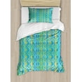thumbnail image 1 of Geometric Duvet Cover Set Twin Size, Aztec Retro Zigzag Primitive Traditional Heritage Hippie Design, Decorative 2 Piece Bedding Set with 1 Pillow Sham, Earth Yellow Blue Turquoise, by Ambesonne, 1 of 3