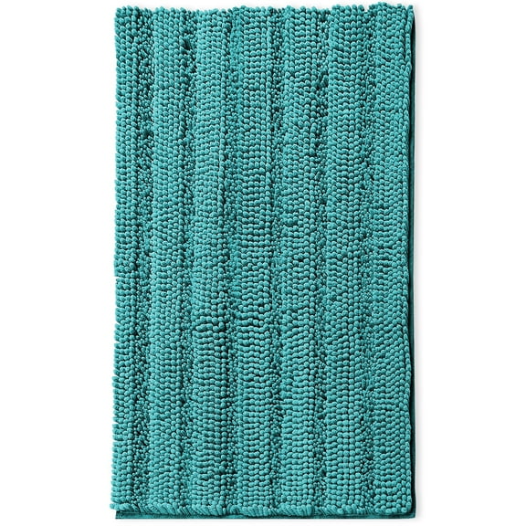 Clara Clark Chenille Super Absorbent Bath Mat - Extra Soft - Shower and Bath Room - Machine wash dry - Size Extra Large 44 x 26 - Teal