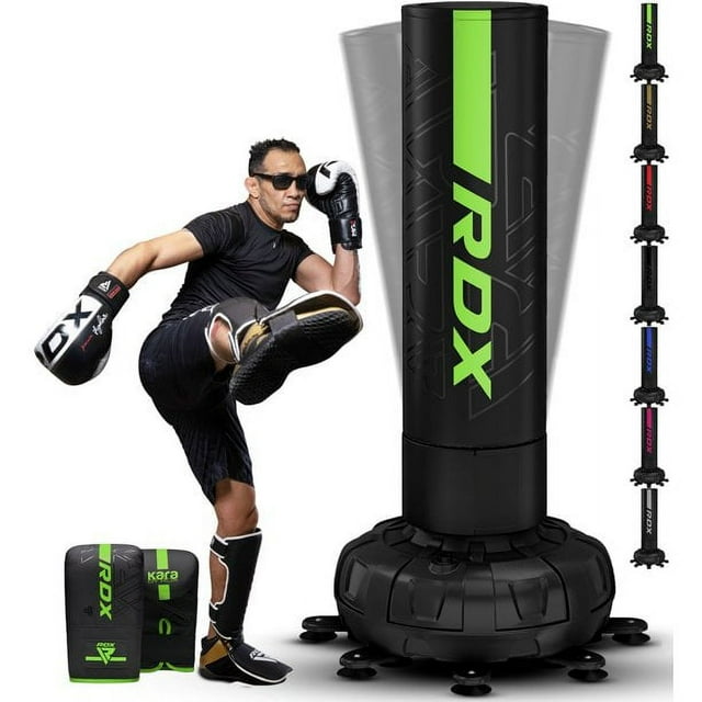 RDX Sac de Frappe Autoportant avec Gants, Sac Piédestal pour Adulte 5 Pi TTG Robuste, Base avec Support à Ventouse 17, Autoportant pour Kickboxing, Boxe, MMA