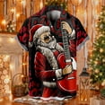 thumbnail image 2 of Mens Christmas Shirts Tops Santa Claus Pattern Button Down Fashion Short Sleeve Lapel Mens Graphic T-Shirts,Dark Gray,M, 2 of 4