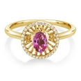 thumbnail image 2 of Gem Stone King 18K Yellow Gold Plated Silver Pink Mystic Topaz Ring for Women (0.98 Cttw, Oval 6X4MM, Gemstone Birthstone, Size 5), 2 of 3