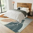 thumbnail image 3 of Modern Nordic Style Printed Area Rug, Abstract Leaf Texture Geometric Carpet for Entryway, Washable Rug Soft Foldable Non-Slip Low-Pile for Living Room Bedroom Office Study 5x6ft, 3 of 7
