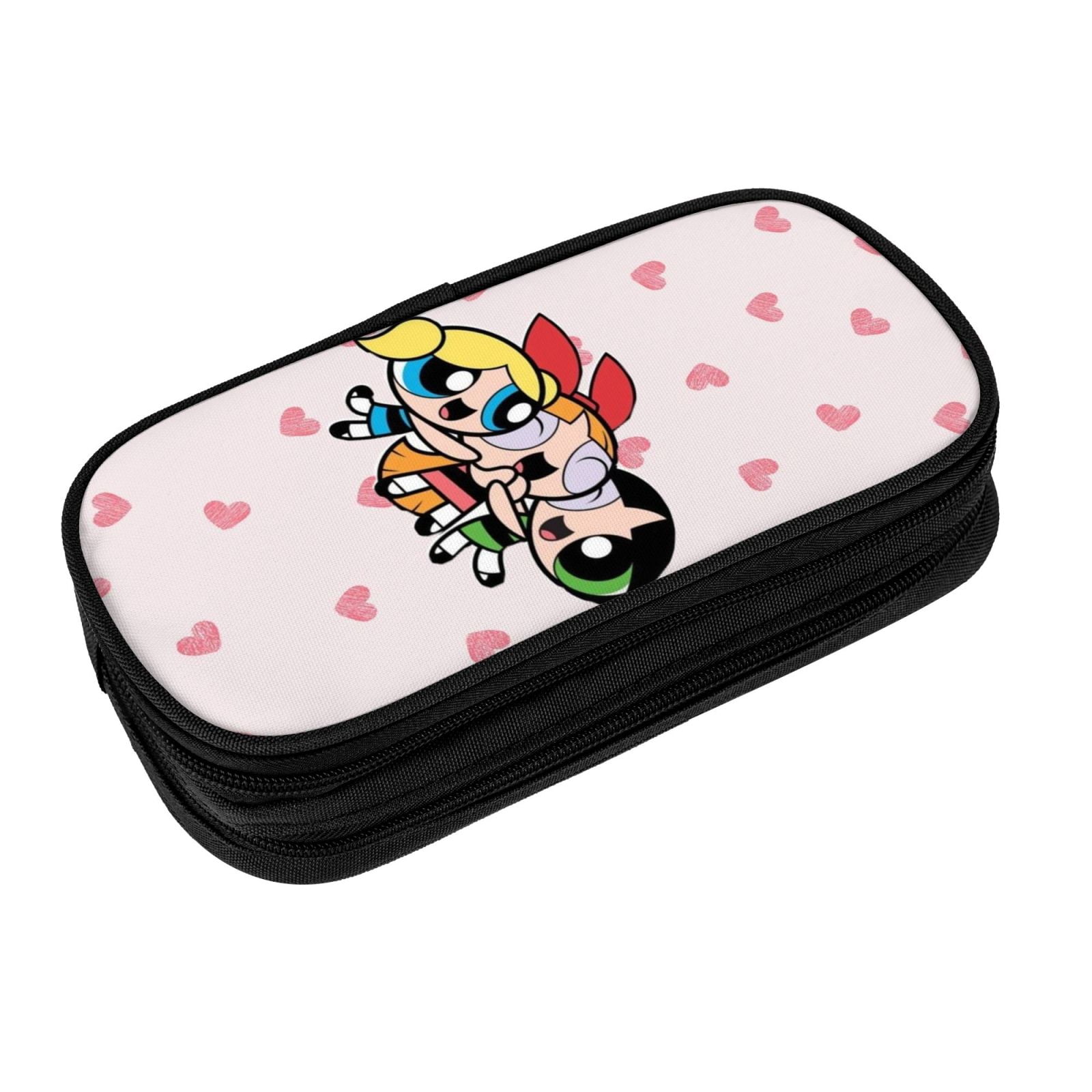 The Powerpuff Gi-rls Pencil Case Large Capacity Pencil Pouch Pen Bag Office Stationery Organizer Travel Makeup Bag Black