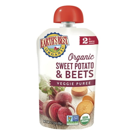 Earth's Best Organic Stage 2 Baby Food, Sweet Potato and Beets, 3.5 oz.