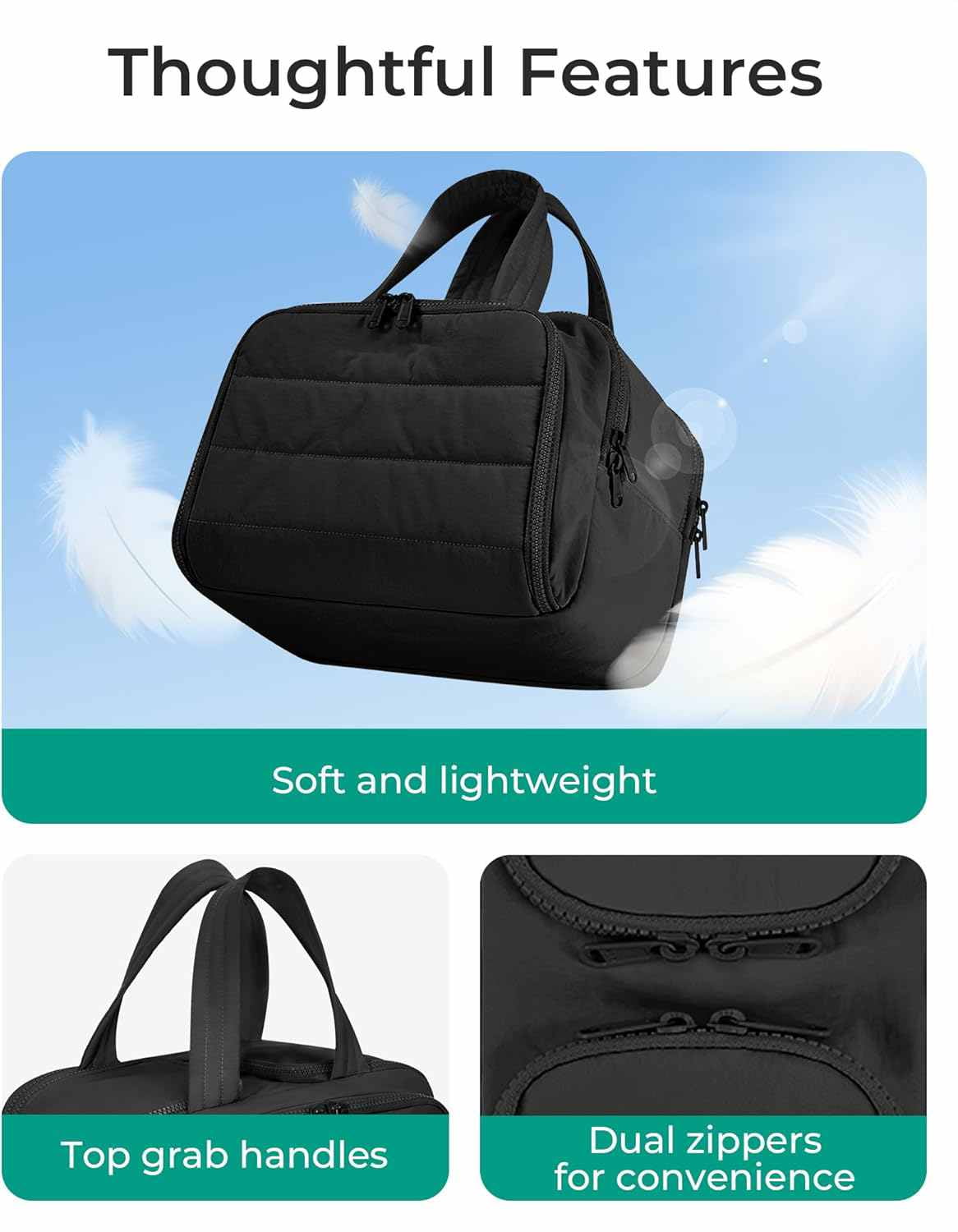 Lightweight Large Travel Toiletry Bag - Women’s Dry Wet Separation Cosmetic Organizer, Wide-Open Leak-Proof 4-Compartment Toiletry Storage (Vacation/Camping)