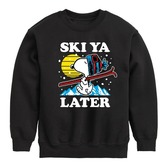 Peanuts - Snoopy Ski Ya Later - Toddler And Youth Crewneck Fleece Sweatshirt