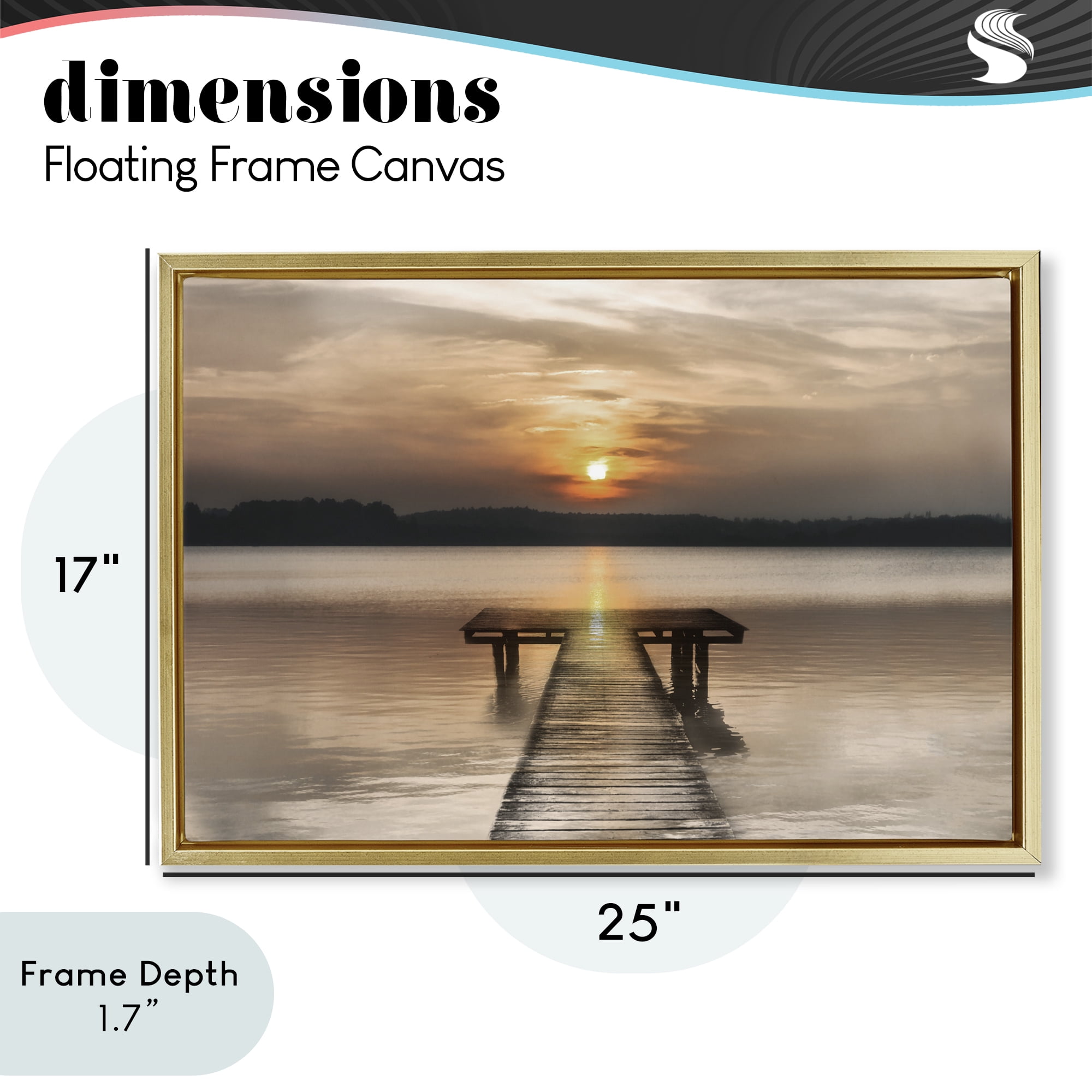 Stupell Industries Centric Reflective Sunrise Gold Framed Floater Canvas Wall Art, design by Irene Weisz