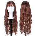 thumbnail image 3 of Peluca rizada: Peluca sintética larga y ondulada con flequillo para mujer. Adorno capilar de aspecto natural para uso diario en fiestas., 3 of 7