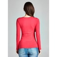 thumbnail image 4 of Emmalise Women's Plain Basic Scoop Neck Long Sleeve TShirt Tee - Fuschia, L, 4 of 4