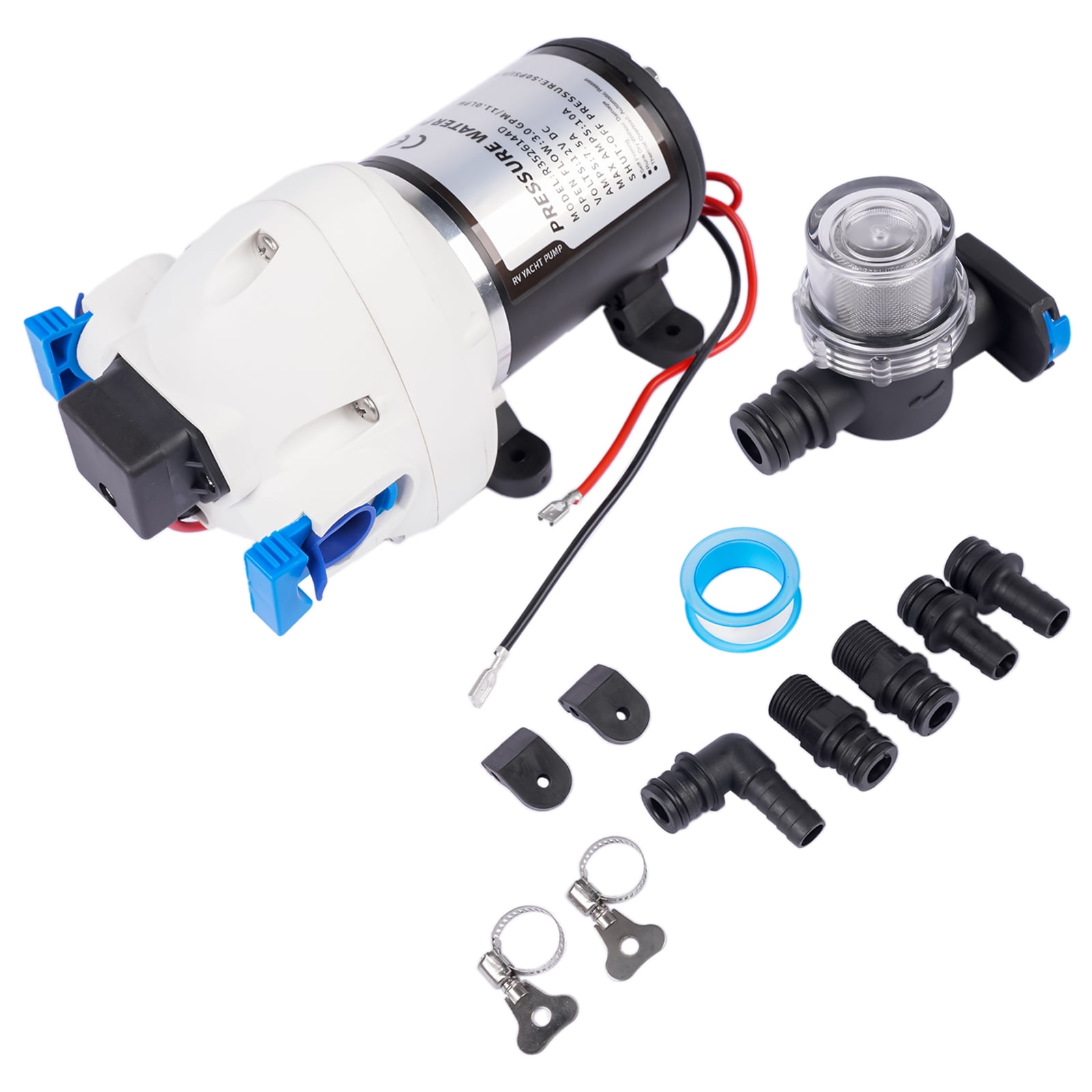GELUOXI R3526144D RV Water Pump 3 GPM 12V DC 50 PSI Triplex Diaphragm Pump with Pressure Switch