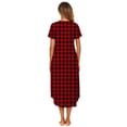 thumbnail image 3 of Avidlove Women's Short Sleeve Nightgown Long Nightshirts Pleated Sleep Dress Plaid Sleepwear with Pockets, 3 of 6