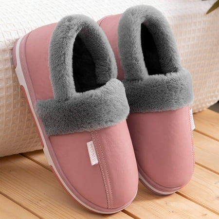 

ZXHACSJ Shoes For Women Winter Slippers Hyoma Platform Cotton Antiskid Warm Home Rainshoes Pink 38