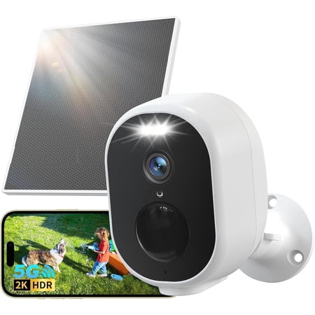 2K Solar Security Camera Wireless Outdoor 5G&2.4G, AI Motion Detection, Solar Powered