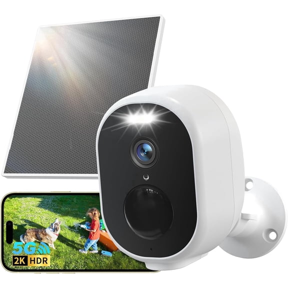 2K Solar Security Camera Wireless Outdoor 5G&2.4G, AI Motion Detection, Solar Powered