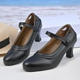 thumbnail image 4 of Hinvhai Women's Mary Jane High Heels Shoes Ladies Pointed Closed Toe Ankle Strap Dress Pumps Black 6(37), 4 of 9