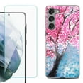thumbnail image 1 of Shockproof Fashion Phone Case for Samsung Galaxy S23+ / S23 Plus 5G, with Tempered Glass Screen Protector, by OneToughShield ® - Blossom Paint, 1 of 4