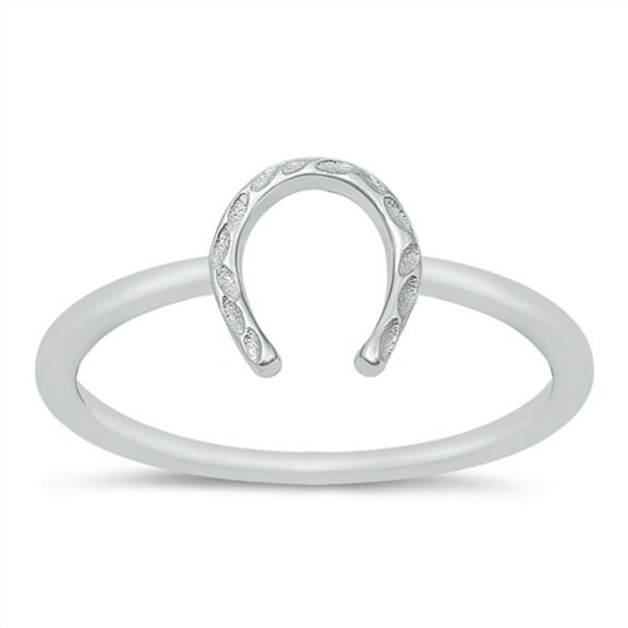 Sterling Silver Hammered Horseshoe Ring Size 10
