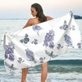 thumbnail image 6 of Coolnut Lilac Purple Floral Beach Towel, Sand Free Super Absorbent Oversized Travel Towel with Mesh Bag for Beach, Camping, Swimming, Holiday, 31 x 71 Inch Washcloth Gift, 6 of 7